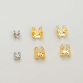 18K铜镀真金包扣项链收尾扣DIY饰品配件侧包扣双孔包扣连接夹扣材