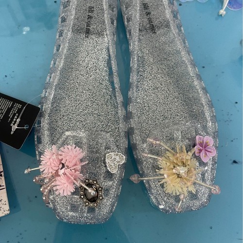 New Korean style shoes, flower jelly shoes, accessories, hole shoes, crystal shoes, decorative sequins, pearl flowers, square sandals buckle