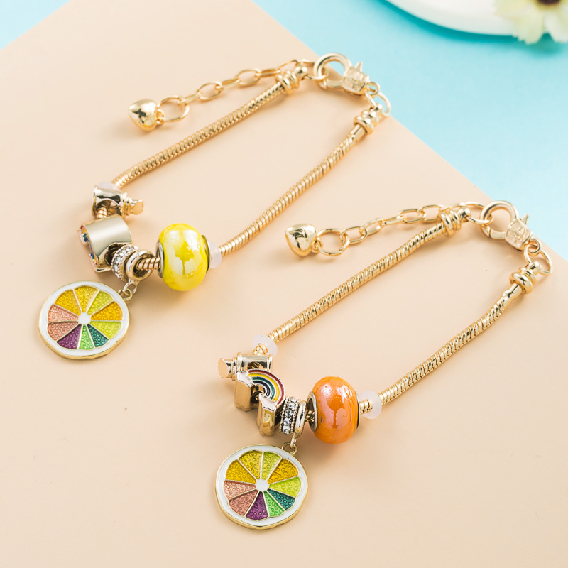 Fashion creative lemon rainbow alloy bracelet