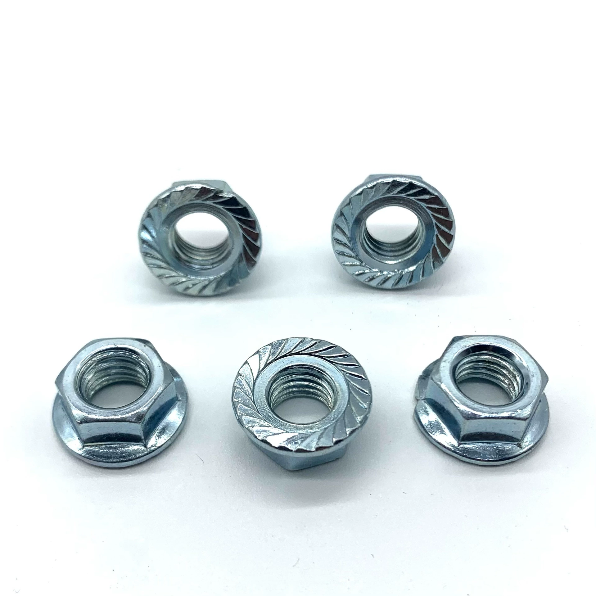 Белая цинковая фланцевая гайка шестигранная нескользящая оцинкованная гайка с ковриком для мотоцикла аксессуары для электромобилей M8