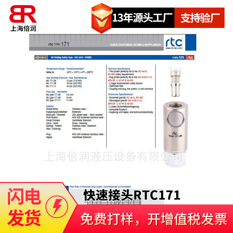 倍润RTC快速接头RTC171系列替换Staubli