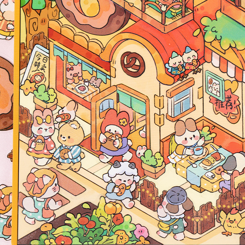 Pegatinas de paisajismo de Yu Xian pet3D Happy Town Diversión de dibujos animados Pegatinas para niños Pegatinas de descompresión decorativas