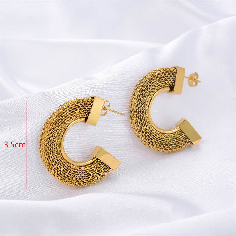 Fashion Round Titanium Steel Earrings Metal Stainless Steel Earrings display picture 3