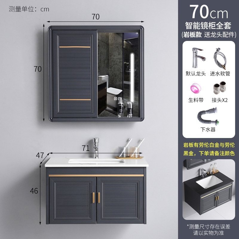Espacio de baño de aluminio deslizante feng shui espejo gabinete baño montado en la pared inteligente espejo oculto lavabo simple lavabo