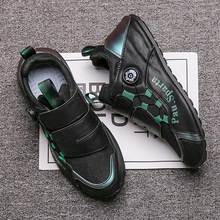 新款运动旋转扣男士跑步鞋休闲网面透气内增高包底老爹男鞋潮