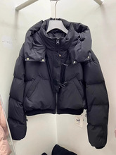 2023新款甜美可爱淑女气质直筒立领连帽短款羽绒棉服外套冬装女潮