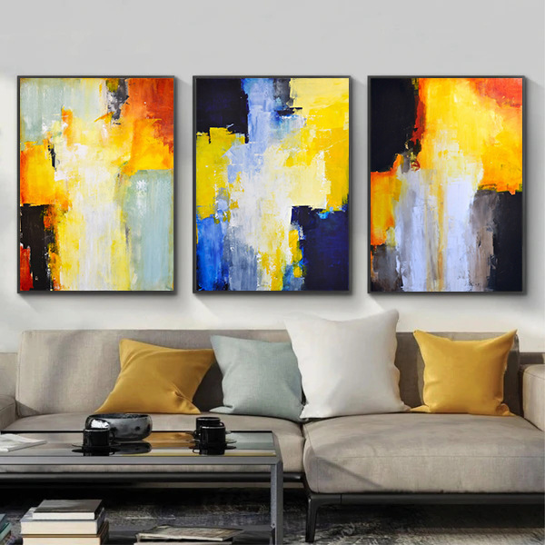Pintura al óleo de color abstracto moderno lienzo mural póster de arte de la pared dormitorio sala de estar decoración moderna
