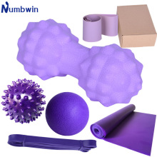 瑜伽乳胶拉力带七件套脚底按摩棒健身筋膜球乳胶弹力圈家用健身装