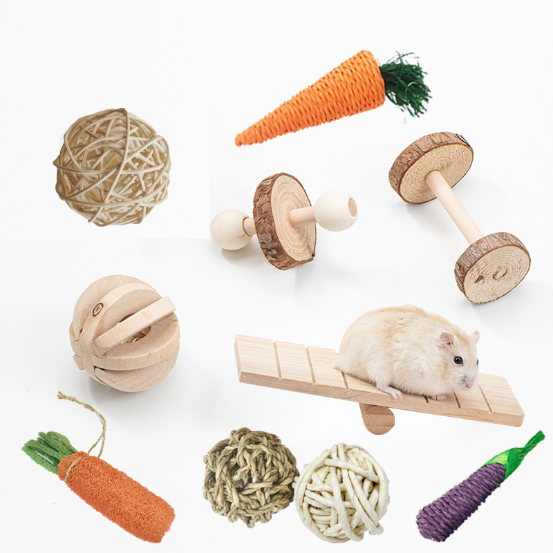 Amazon Wood Pet Toys for Hamsters, Rabbits, Guinea Pigs, Parrots - Play and Chewing Supplies Set