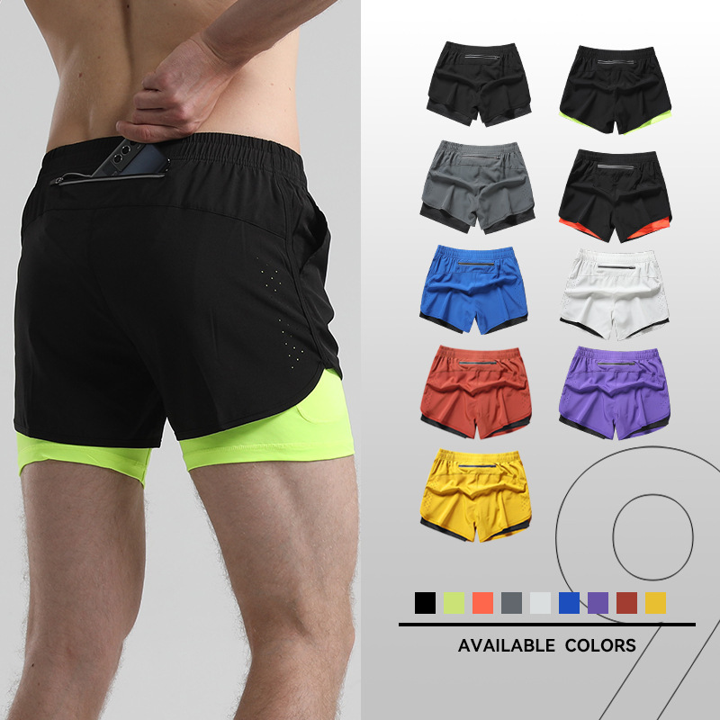 Sports Shorts Men's Running Marathon Track and Field Loose Three-point Pants Quick-drying Lined Anti-running Double-layer Fitness Shorts Sports Shorts Men's Running Marathon Track and Field Loose Three-point Pants Quick-drying Lined Anti-running Double-layer Fitness Shorts