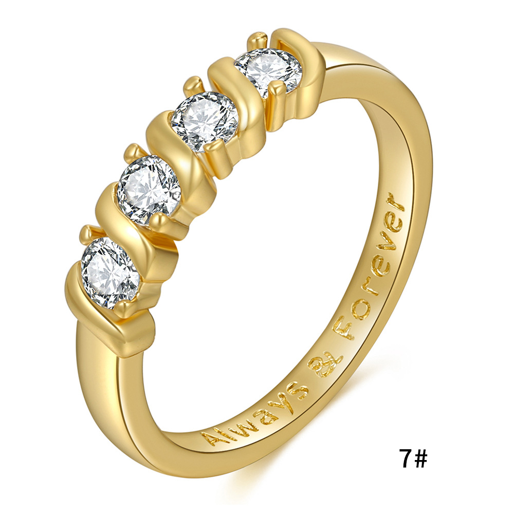 Europäischer Und Amerikanischer Einfacher Stil Neuer Ring Zirkonring Weiblicher Verkupferter 18k Goldschmuckfleck display picture 5