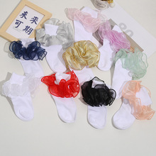 儿童袜子批发蓬蓬大花边女童彩色蕾丝花边袜可爱公主舞蹈精梳棉袜