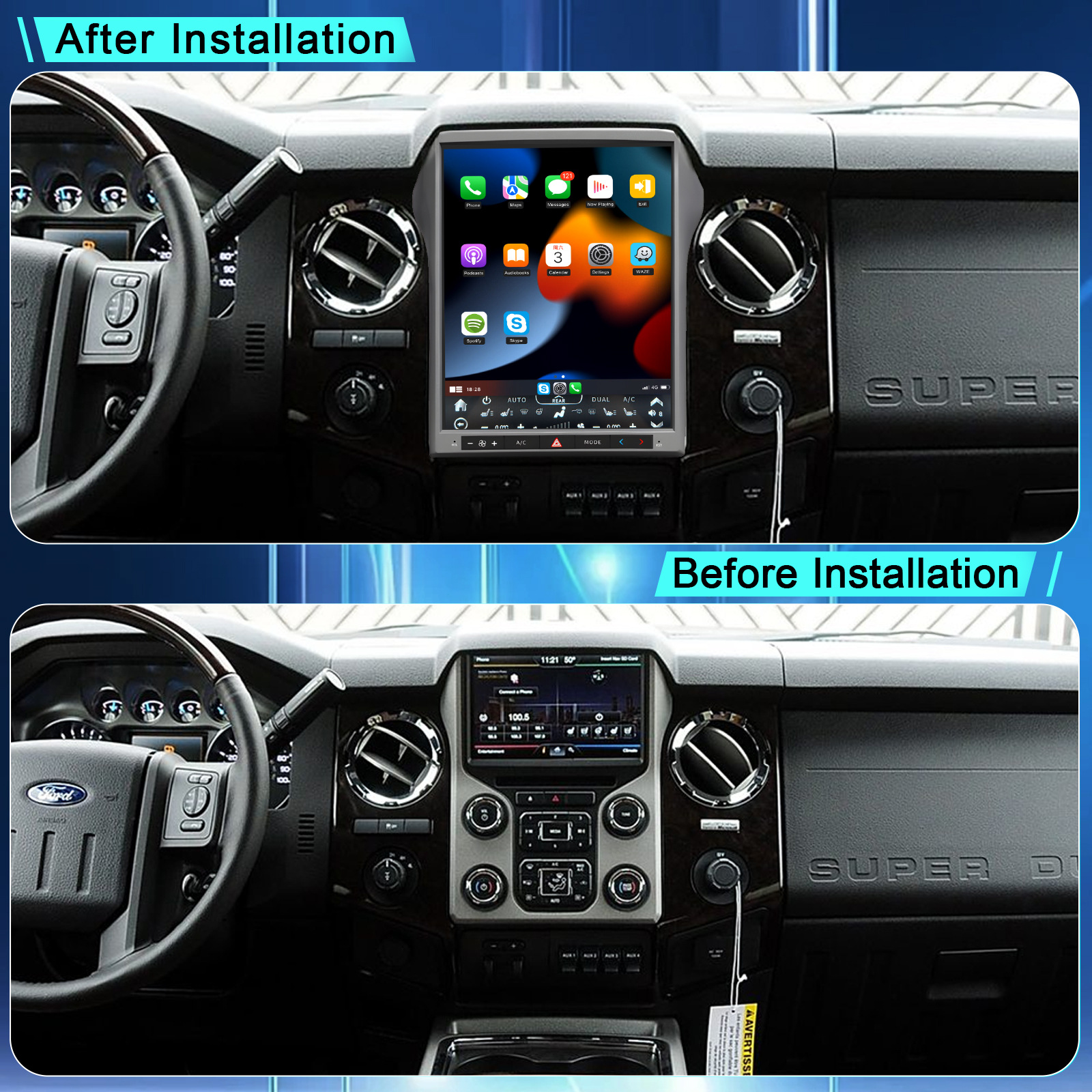In-Stock Wholesale Suitable for Ford F-250/350 Car Large-Screen Navigation Android Smart Car System Apple Connectivity