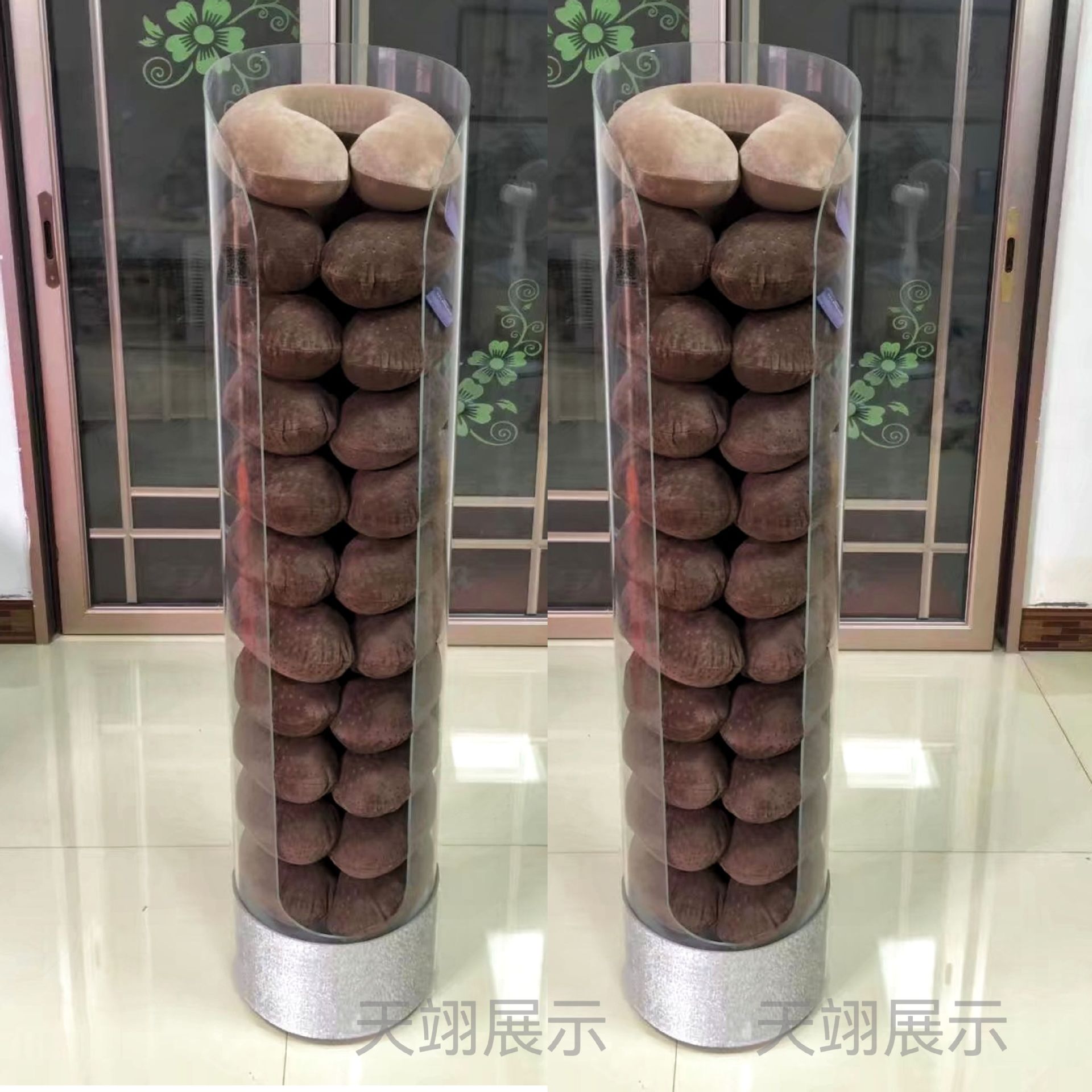 颈枕展柜亚克力飞机头枕展示柜U型车枕货架透明枕头陈列架玻璃