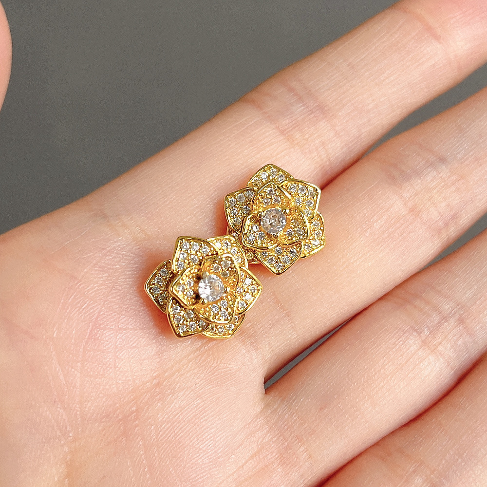 Zircon Stud Earrings Multi-coloured Crystal Jewellery Gift_voghion.com