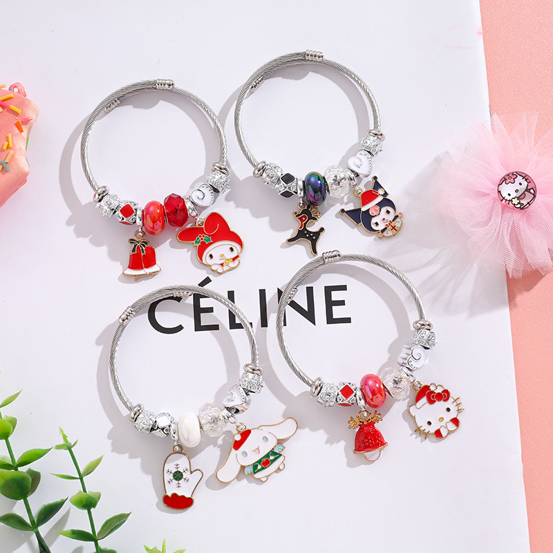 pandora cartoon christmas bracelet female girlfriends bracelet student cute hello kitty cinnamoroll babycinnamoroll pendant bracelet details Picture