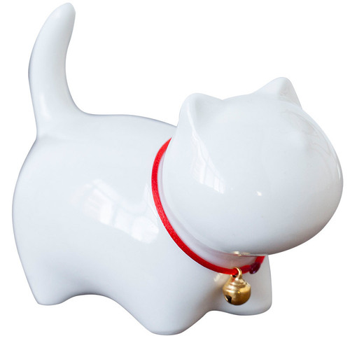 Porcelain teacup pet figurine cute small kitten tea toy small decorative ceramic paperweight pen holder pen stand gift cat tea toy