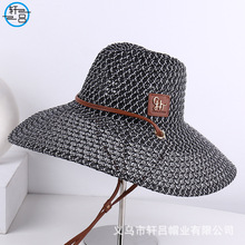 新款超大沿草帽女夏季赫本风灯罩草帽韩版百搭可折叠防晒遮阳帽子