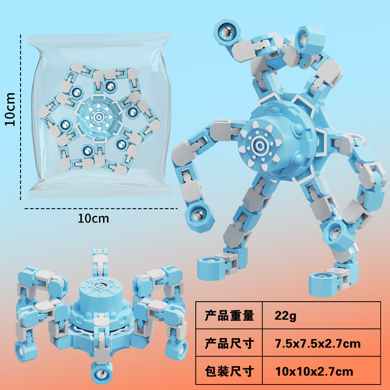 Fidget Spinner Deformable con Luz para Niños de Plástico ABS Giratorio