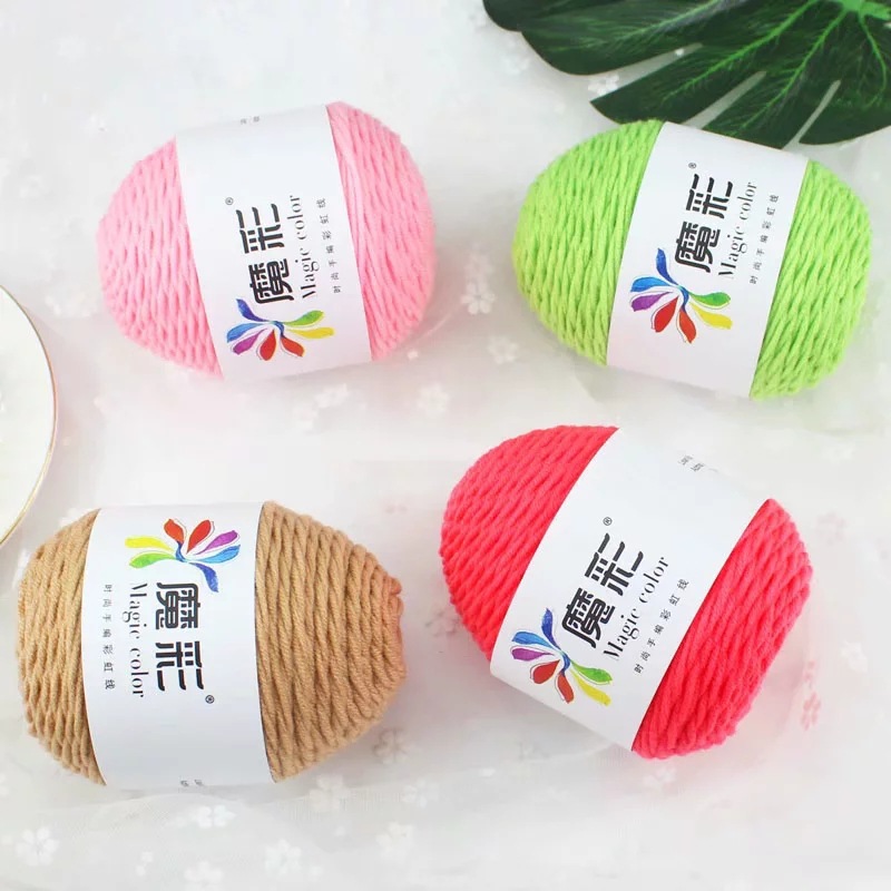 魔彩5股渐变段染轧染牛奶棉毛线彩虹棉中粗线蛋糕线线编织