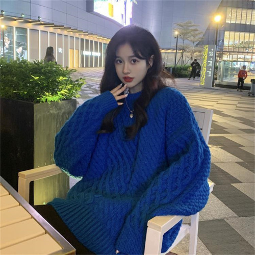 Women's Cozy Knit Sweater, Casual Streetwear High-End Round Neck Woolen Cardigan, Autumn/Winter Trendy Fashion Outerwear