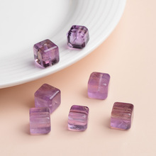 蓓蓓福  天然紫水晶方糖配件雕刻吊坠紫水晶小件DIY配件配饰批发