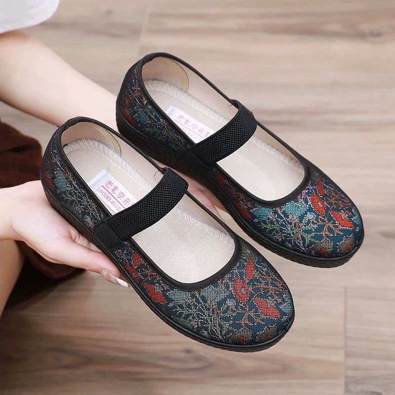 Оптовая и розничная продажа старая пекинская обувь из ткани для женщин новая пожилая мягкая подошва для молочных ботинок для удобных плоских женщин