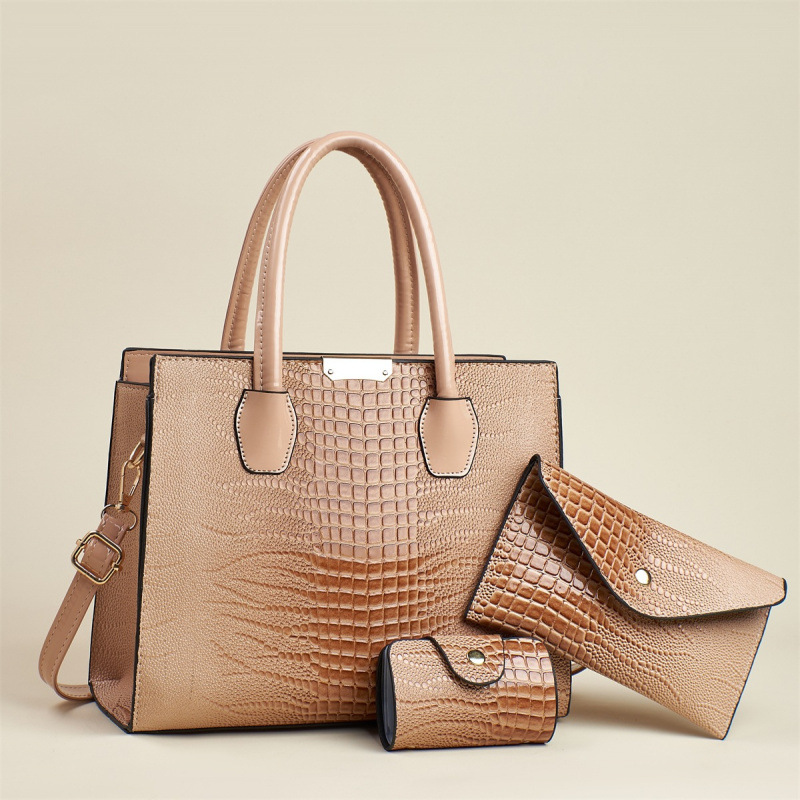 Moda de tres piezas, temperamento de la madre, bolsos de mano de textura 2025, bolsos de hombro casuales de gran capacidad
