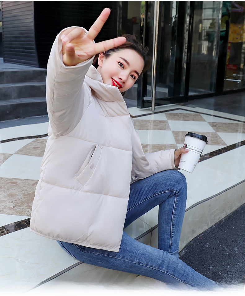 Neue baumwollgefütterte Jacke 2021 im koreanischen Stil, warmer Mantel für Studenten im Herbst und Winter, lockerer, dicker Hutkragen, kurzer baumwollgefütterter Damenmantel_voghion.com