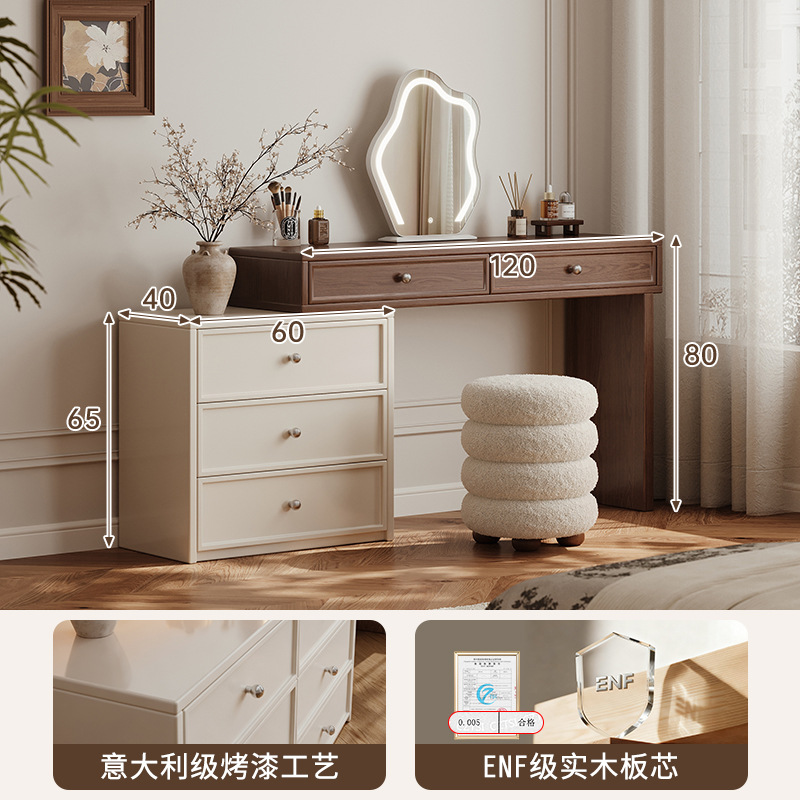 Akino estilo antiguo armario de tocador en 2025 nuevo dormitorio esquina de madera maciza dormitorio principal pintado espejo de mesa de maquillaje