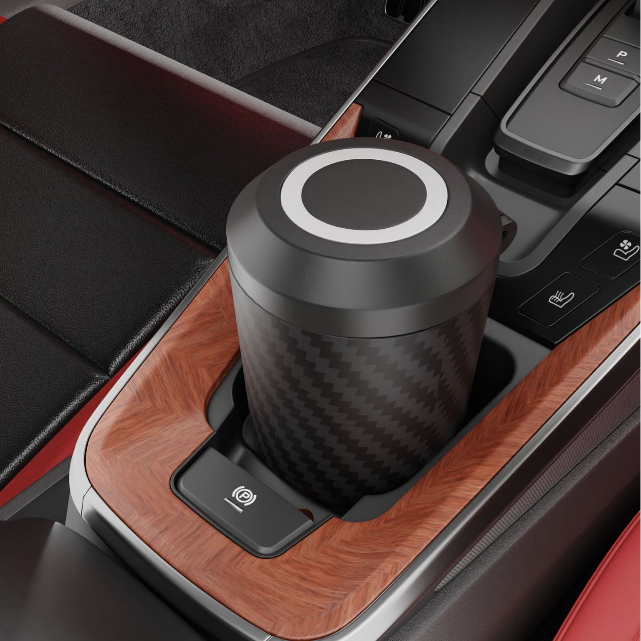 Creative car ashtray carbon fiber pattern men's car advanced multifunctional suspension with cover covered automotive supplies wholesale