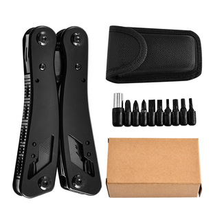 Factory in stock outdoor portable black stainless steel multi-function pliers folding knife pliers household outdoor emergency tool pliers