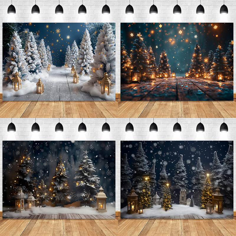 Christmas Background Cloth Christmas Tree Winter Cedar Snowfield Holiday Party Decoration Party Theme Photography Background Cloth