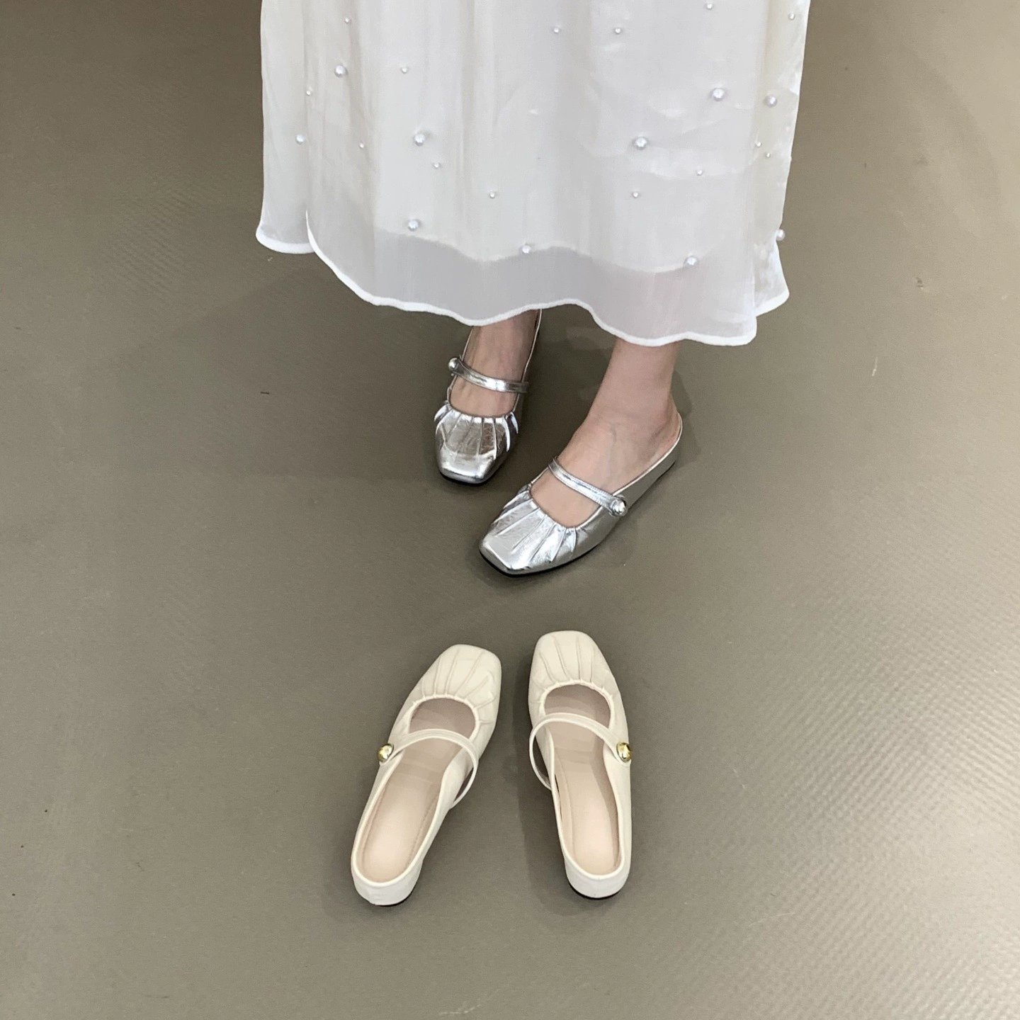 Полутапочки Baotou для женской верхней одежды, летний стиль, полутапочки во французском стиле, увеличивающие внутреннюю часть, серебряные туфли Мэри Джейн, сандалии на толстой подошве