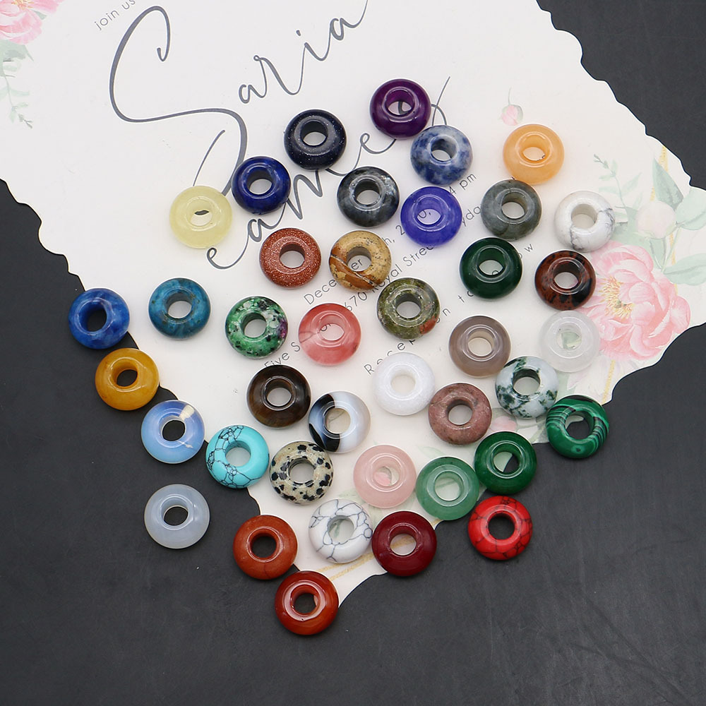 Pequeño anillo de piedra natural botón de seguridad de cristal DIY cuerdas de trenzado cuentas de pulsera collar accesorios colgante