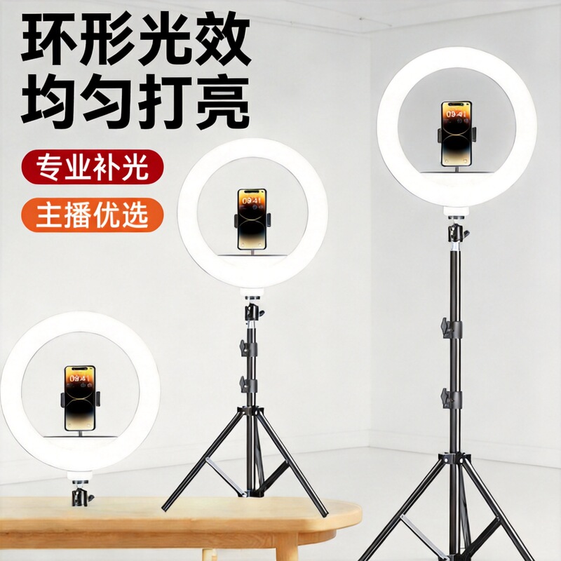 Live Streaming Photography Fill Light, Selfie Video Recording, Facial Brightening, Multi-Functional Universal Large Aperture Ring Beauty Light