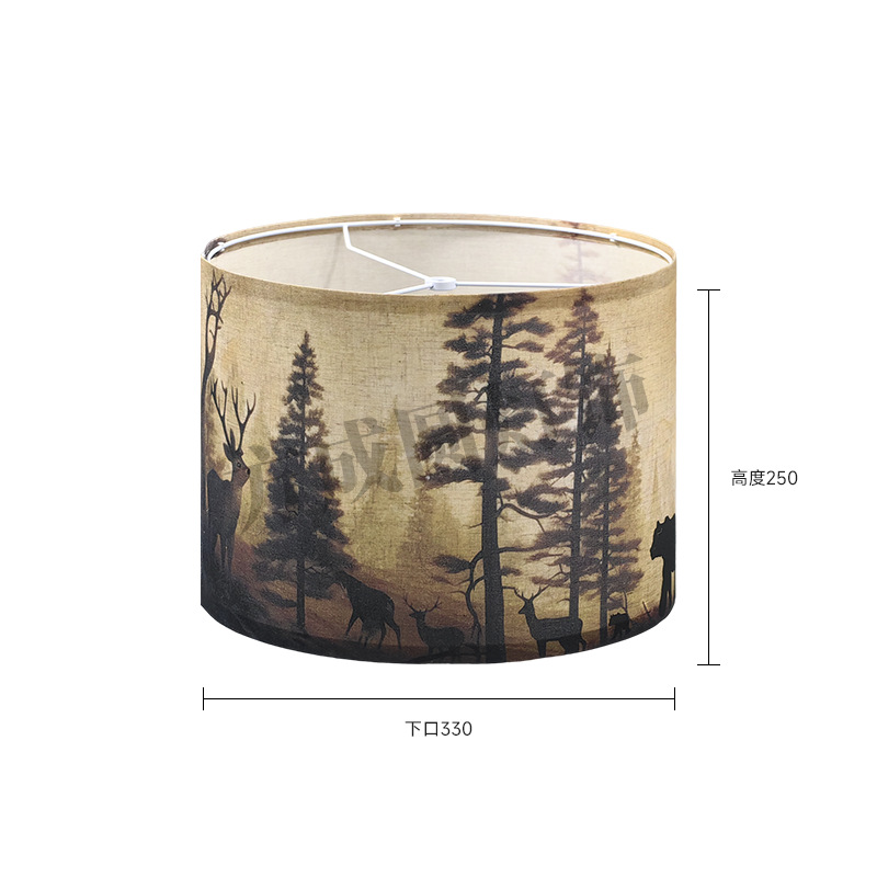 Pantalla de lámpara de mesa de Amazon Pantalla de lámpara de impresión de patrón de animal de alce de bosque desmontable cubierta de tela de lámpara de pie KD