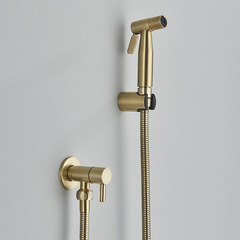 Stainless steel spray gun women's washbasin toilet set companion pressure spray head shower brushed gold corner valve spray gun three-piece set