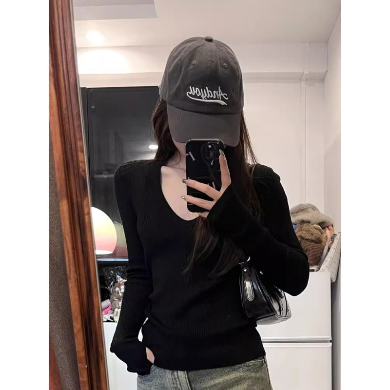 Black base body-friendly spring demi-season long-sleeve
