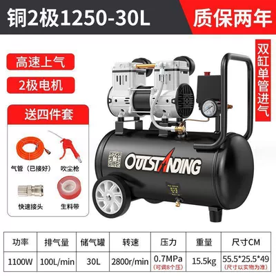 Oil-Free Silent 220V Car – Hava kompressorları - ii-motor-warranty-for-2-years-direct-replacement-without-repair-ii-pure-copper-motor-1100w-30l-gift-package