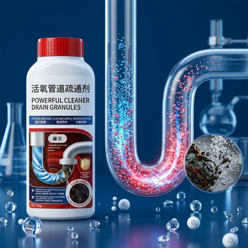 Powerful Pipe Cleaner with Strong Dissolving Power, Kitchen and Toilet Pipe Unclogging Bubble Powder, Toilet Pipe Oxygen Cleaning