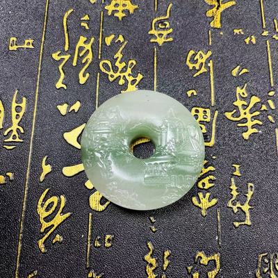 天然新疆金絲玉天山翠山水牌吊墜挂件新疆金絲玉車挂