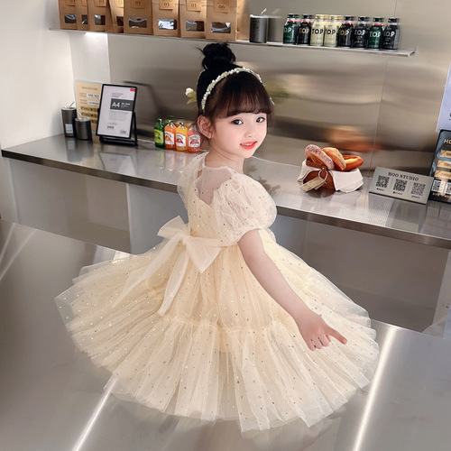 Children's Performance Star Net Dress, New Korean Version, Stylish Princess Dress, One Piece Drop Shipping Children's Fashion Dress