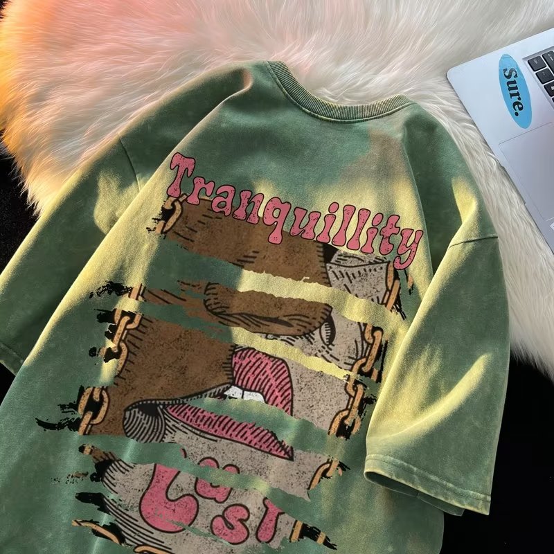 欧米の高街水洗いして古い半袖tシャツを作ります。