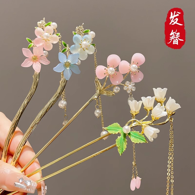 Nuevo estilo chino flange flores clip de cabello paso de agitación Hanfu Zhang clip de cabello antiguo estilo de alta sensibilidad clip de cabello clip de cabello tocado