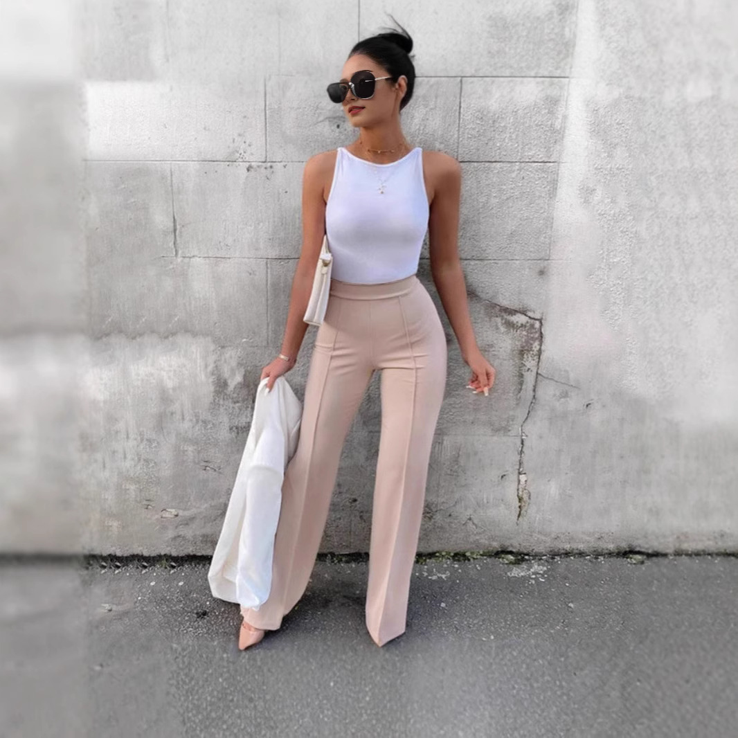 2024 Europe and the United States cross-border Amazon best selling casual pants temperament commuter micro-lar pants Joker fashion wide leg pants