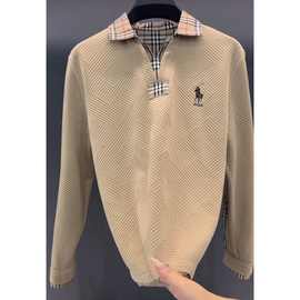 欧洲站高档时尚男士长袖休闲秋季商务翻领潮流韩版卫衣