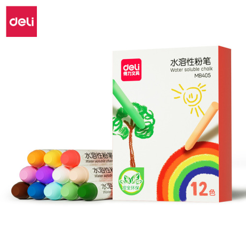 Deli water-soluble chalk dust-free washable color white chalk student primary school blackboard pen non-dirty hand chalk