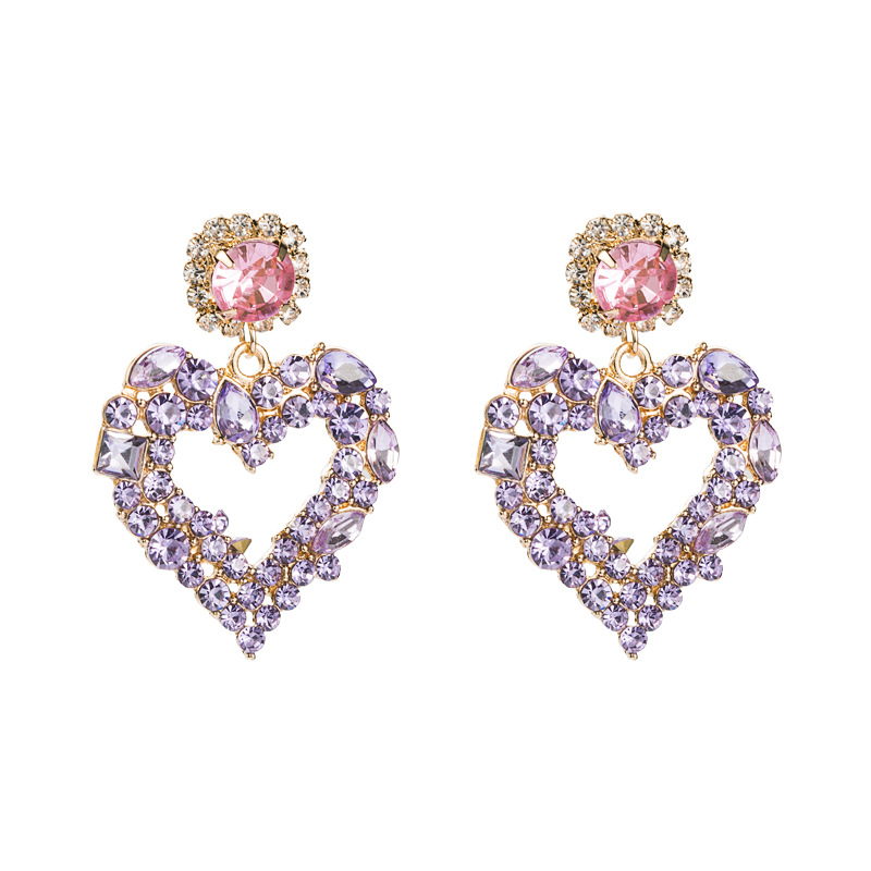 Fashion Heart-shape Full Diamond Earrings Wholesale display picture 7