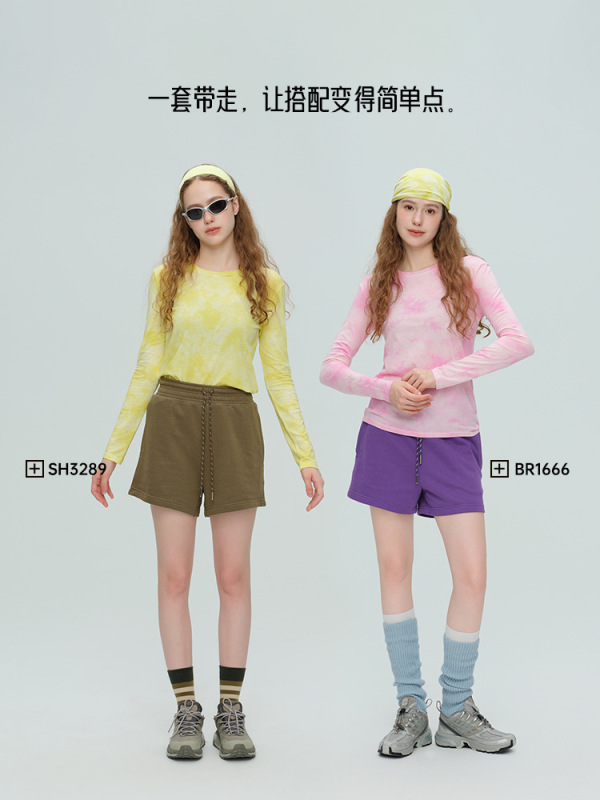 2025秋冬新款瑜伽服女扎染长袖渐变色T恤运动健身宽松圆领套头衫|undefined